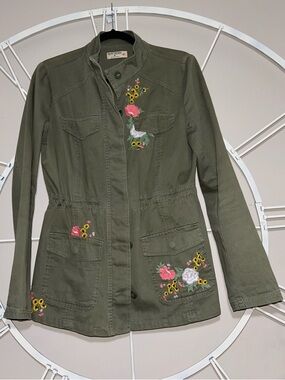 Ruff Hewn Embroidered Utility Jacket - Olive Green